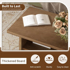Farmhouse Wood Coffee Table - 43.4" Rectangle Coffee Table Solid Wood Tabletop, Center Tables with Storage Shelf for Living Room, Natural