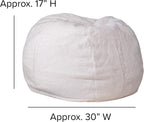 EMMA + OLIVER Small White Furry Bean Bag Chair for Kids and Teens
