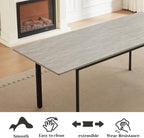 HIPIHOM 63"- 78.7" Extendable Dining Room Table Set for 6, Modern Kitchen Table with 6 Dining Chairs for 4-6 Person, Thickened Expandable Wooden Table with Metal Legs for Dining Room, Kitchen