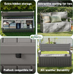 80 Gallon Outdoor Storage Bench Spacious Storage Box Waterproof Resin Deck Box Lockable for Patio, Garden, Livig Room & Outdoor Spaces（Grey）