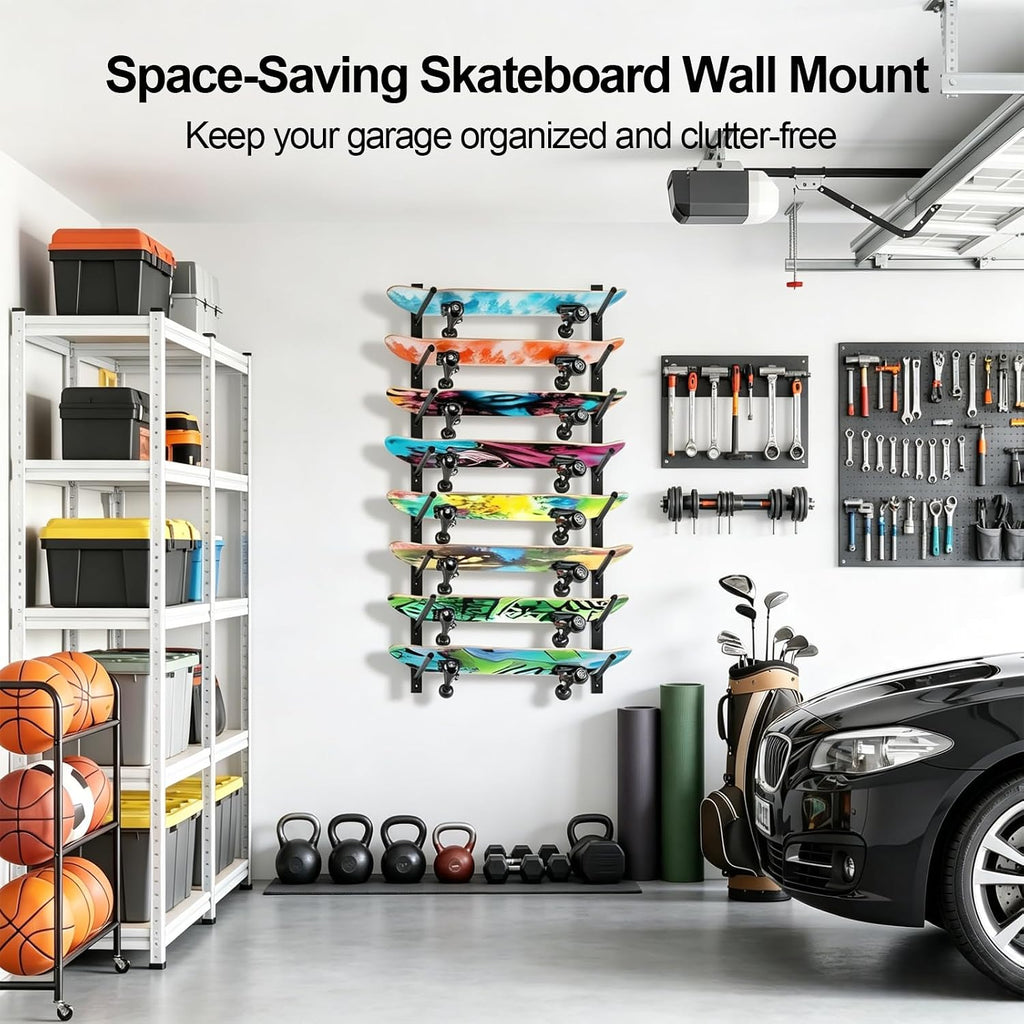 Bijun Skateboard Wall Mount | Horizontal Snowboard Wall Mount, Skateboard Storage Hanger for Garage, Bedroom, Home Display & Organization