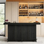 Tribesigns 70.9" Extra Large Bar Table, 4-Tier Storage Home Bar with Wine Glass Rack & Footrest, 2-in-1 Kitchen Island & Pub Table, Wooden Bar Unit for Kitchen, Living Room, Party
