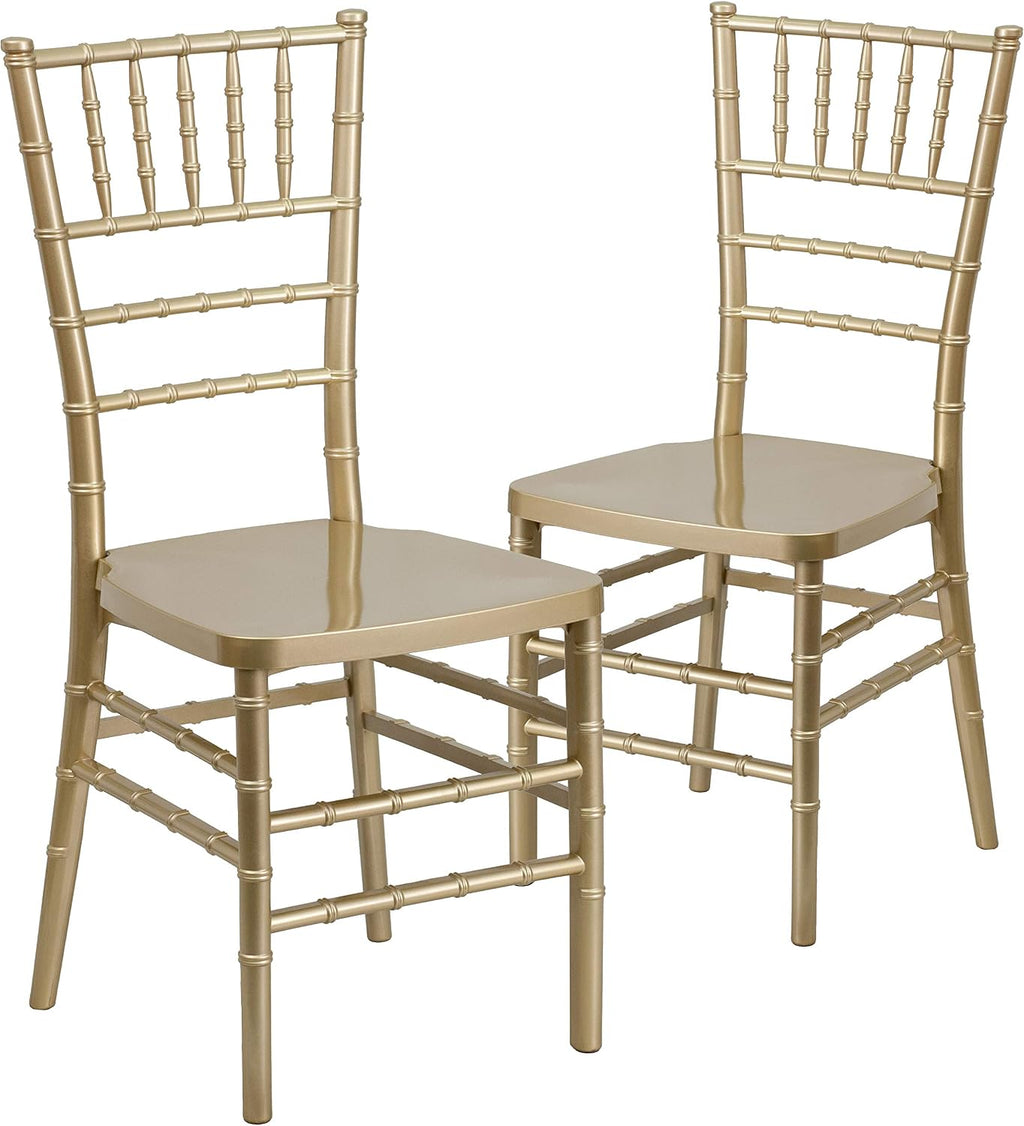 Flash Furniture Hercules Premium Series Chiavari Chairs for Formal Events and Banquets, Commercial/Residential All-Occasion Chairs, Set of 2, Gold