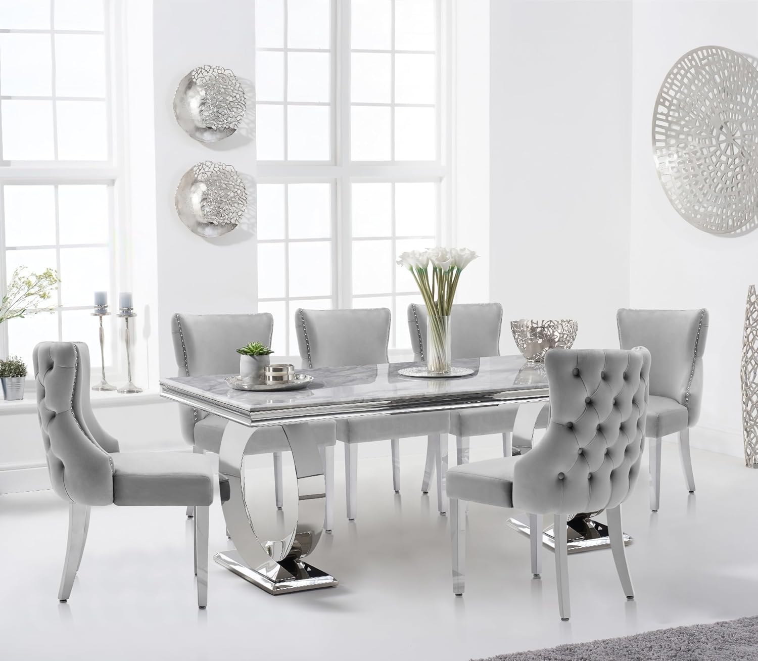 Velvet Dining Chairs Set of 4, Upholstered Tufted Backrest Sillas de Comedor, Luxurious Dining Chairs with Stainless Steel Legs, Modern Seating for Kitchen, Bedroom & Living Room