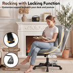 Criss Cross Chair with Wheels, Wide Cross Legged Chair with Lumbar Pillow & High Back, High-Density Foam Seat, Wing-Shaped Design for Home Office Desk Vanity Gray