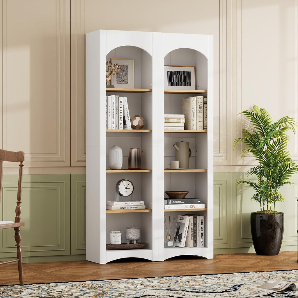 39.3" D*12.4" W*72" H Corner Freestanding Kitchen Pantry Set of 2 with 4 Shelves, Modern Minimalist, Rectangular Storage Cabinet, for Living Room, Dining Room, White