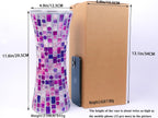 11.6" H Purple Red Mosaic Vase, Exquisite Handmade Craftsmanship Tall Glass Vase, Modern Hourglass Art Centerpiece with Dreamy Geometric Pattern for Home & Office Decor, Unique Gift