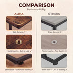 Aliha C Shaped End Table | C Table for Sofa with Rounded Corners | Slide Under Couch Side Table | Wood Top Metal Frame | Living Room Bedroom Bedside |