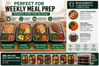 3 Compartment Food Containers with Lids, 25 Pack, 38 Oz Take Out Containers, Reusable Meal Prep Containers, Microwave Safe Lunch Boxes, Food Storage Containers for Catering, Restaurant & To Go Meals