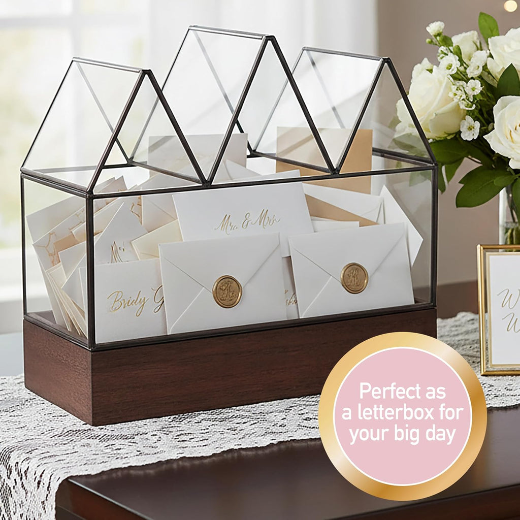D'Eco Glass Castle Centerpiece (10x9x5)- Tabletop Planter Terrarium- Spring Easter Home Decor & Wedding Letterbox - Fill w Succulents, Moss, Colorful Eggs, Bunny Rabbits, Grass- Gift for Plant Lovers
