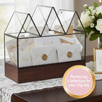 D'Eco Glass Castle Centerpiece (10x9x5)- Tabletop Planter Terrarium- Spring Easter Home Decor & Wedding Letterbox - Fill w Succulents, Moss, Colorful Eggs, Bunny Rabbits, Grass- Gift for Plant Lovers