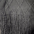 Geometry Bed Runners Queen Size Solid Grey Bed Scarf with Tassel Boho Knit Bed Runner Scarves Decorative for Bedroom Home Hotel (91x24 Inches, 1 Piece)