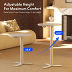 FLEXISPOT Gas Spring Adjustable Bar Table with One-Touch Lift, Flexible Height 25.8"–41.3", 19.7" Round High-Top Pub Table for Balcony, Kitchen, Apartment & Small Spaces (White)