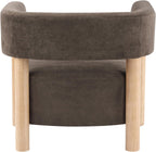 Christopher Knight Home Carly Low Profile Accent Chair, Boucle Upholstered Barrel Chair, Comfy Reading Chair for Bedroom, Wooden Single Lounge Sofa, Dark Brown