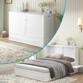 BALUS Queen Murphy Bed, Cabinet Murphy Bed with 2 Storage Drawers-White | USB Charing Station, Spacious Drawer, Space Saving, Queen Bed Frame