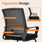 Tangkula Set of 6 Office Guest Chairs with Lumbar Support, Conference Chair with Breathable Mesh Back, Armrests & Sled Base, Reception Chair for Waiting Room, Meeting Room, Black