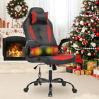 Gaming Chair Ergonomic Home Office Video Game Chairs Massage PU Leather Computer Chair Adjustable Swivel Chairs with Lumbar Support Headrest, Red