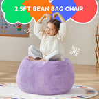 Hobestluk Kids Bean Bag Chair Teardrop Shape with Filling, 2.5FT Purple | Soft Fabric, Corduroy Cover, Removable and Washable, Memory Foam Filler, Portable Handle, Gaming, Relaxing, For Living Room
