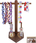 Baseball Ring Display Holder for Championship Rings & Necklaces, Wooden Sports Jewelry Organizer with Bat Stand for Baseball Softball Players, Athlete Gift Display Case for Rings Bracelets Medals