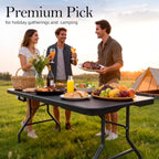 6FT Folding Table with Carrying Handle: Upgrade Thickened Heavy Duty Portable Foldable Table | Perfect Plastic Tables for Party, Dining, Wedding, Events, Picnic Indoor, Outdoor, Camping, Utility Black