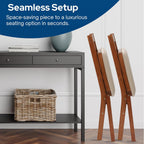Stakmore Arts and Crafts Wooden Folding Chairs with Padded Seats, Set of 2 - No Assembly Foldable Dining Chairs, Steel Folding Mechanism, Upholstered Cushion, Space-Saving, Fruitwood Frame
