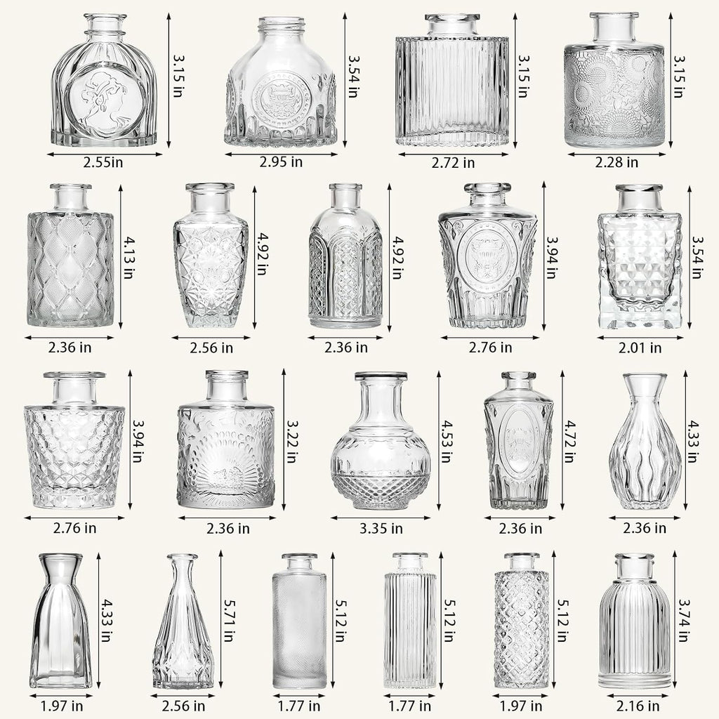 Aheroi 32 Pcs Bud Vase Set, Clear Vases for Centerpieces, Cute Glass Bud Vases Small Vases for Flowers, Mini Vase Flower Vase Set for Wedding Decorations, Room Office Table Decor