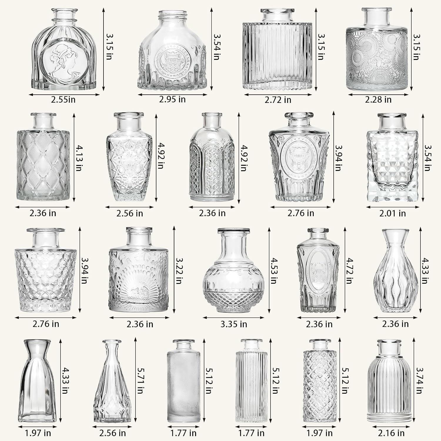 Aheroi 32 Pcs Bud Vase Set, Clear Vases for Centerpieces, Cute Glass Bud Vases Small Vases for Flowers, Mini Vase Flower Vase Set for Wedding Decorations, Room Office Table Decor