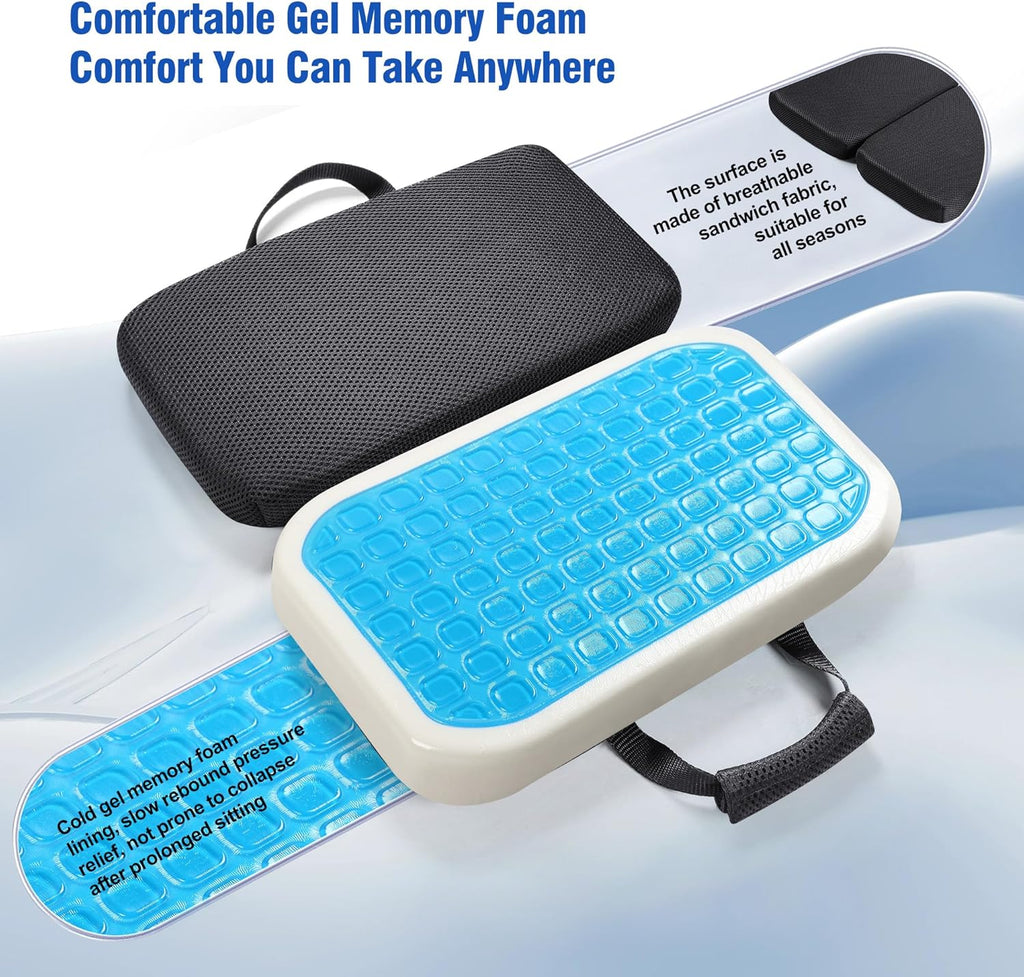Gel Memory Foam Seat Cushion with Washable Cover Non-Slip Thick Chair Cushion with Portable Handle & Storage Pocket Adjustable Chair Pad for Long Sitting (Black)