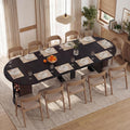 Modern Extendable Round Dining Table, 38.6" to 110.2" Expandable Fluted Table for 2-12 People with Storage, Space Saving Table for Party, Meeting, Celebration (Black)