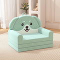 YACODAVO 2-in-1 Kids Couch, Soft Toddler Couch Fold Out for Girl and Boys, Dog Design Foldable Kids Sofa to Lounger, Convertible Kids Chairs Comfy, Gift for Birthday, Children's Day, Green