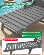 YEFU Lounge Chair Outdoor Set of 2: Outdoor Chaise Lounge with 5-Level Adjustable Backrest, Cup Holders & Wheels, All-Weather Resistance Chaise Lounge for Outside/Patio/Beach/Deck, Grey