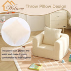 Welnow Kids Sofa with Pillow, Cozy Toddler Chair Soft Foam Seat for Reading, Children's Couch with Armrest Lightweight Comfy Kids Furniture for Bedroom, Playroom for Boys and Girls, Sherpa Beige