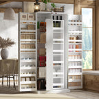 FUFU&GAGA Kitchen Pantry Cabinet Food Pantry with Door Racks & Rotating Racks, Drawers, Tall Kitchen Storage Cabinet with Shelves, Cupboard Bar Storage, White, 31.5”W x 19.7”D x 72.2”H