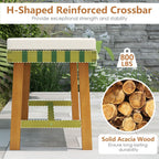Tangkula Acacia Wood Outdoor Bench with Padded Cushion, 48" Long Dining Bench with Washable Zippered Cover, Backless Wooden Entryway Bench, Garden Poolside Porch Balcony Deck Indoor Furniture (1)