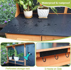 Outdoor Potting Bench, Black, 44 * 20 * 63in | Wooden with Metal Tabletop, Drawer Included, Matching Storage Cabinet, Shelf/Hooks Included
