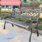 Bench，Patio Garden Bench, Anti- Rust Cast Iron Cast Aluminum Frame for Outdoor Path Yard Lawn Work Entryway Decor(A)