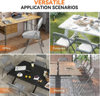 SKONYON Padded Folding Chairs Set of 6, 450LBS, PU Cushion, Gray | 6 pack gray folding chairs with cushioned seat & back, heavy duty steel frame, for party, dining & bulk event seating