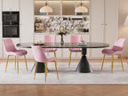 VECELO Dining Chairs Set of 4, Velvet Fabric & Metal Frame, Mordern Style for Kitchen, Living Room,Offcie, Pink