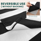 KOZYFLY Black White Striped Runner Rug 2x6 ft Woven Washable Hallway Runner Cotton Farmhouse Kitchen Rug for Entryway Porch Patio Laundry Room