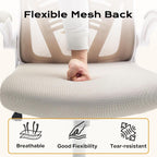 Ergonomic Office Chair for Long Hours & Back Pain Relief, Home Office Desk Chair Comfy with Flip-Up Armrests &Comfortable Lumbar Support Gaming Chairs for Bedroom,Study,Student,Wide Seat.White