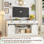 70” Large Buffet Sideboard Cabinet w/4 Drawer,Farmhouse Coffee Bar Cabinet Buffet with Storage,Sliding Door,Long Kitchen Buffet Table,Kitchen Sideboard Cabinet,Credenza for Dining Room,Off White