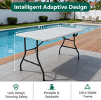 Portable 5-Piece Folding Table and Chairs Set for 4 – Heavy-Duty 5FT Foldable Plastic Table with Carrying Handle &4 PU Leather Padded Chairs,All-Weather Indoor Outdoor for Party Wedding Picnic Camping