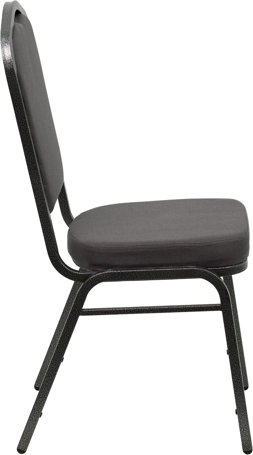 BizChair Crown Back Stacking Banquet Chair, Gray Fabric/Silver Vein Frame