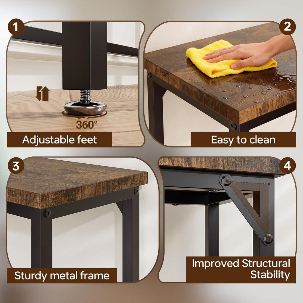 Narrow Entryway Console Table & Sofa Side Table - Industrial Hallway Table for Small Spaces, Behind Couch Table, Multi-Functional Living Room Bedroom Office,Brown, 29.5" x 9.4" x 29.5"