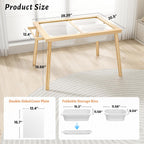 Easyego Sensory Table for Toddlers Kids Play Wooden Sand Water Table with Double-Sided Board & Foldable Storage Bins for Indoor and Outdoor Use, Birthday Gifts for Boys and Girls-Natural Color