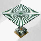 Handcrafted Green White Bone Inlay Side Table Sunburst Design Brass Pedestal Accent Table Modern End Table for Living Room Bedroom Home Decor