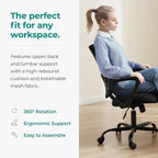 OLIXIS Home Office Chair, Mid Back Computer Ergonomic Mesh Desk with Large Seat, Executive Height Adjustable Swivel Task with Lumbar Support and Armrest, for Adults, Black