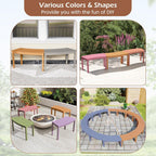 HAPPYGRILL Acacia Wood Outdoor Curved Bench, Fire Pit Bench with Slatted Seats, Tree Benches Wrap Around for Patio Garden Backyard, 400 lbs (2)