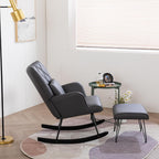 Bonrcea Nursery Rocking Chair, Glider Chair,Rocking Accent Chair with Lumbar Pillow and Ottoman for Nursery/Living Room/Bedroom
