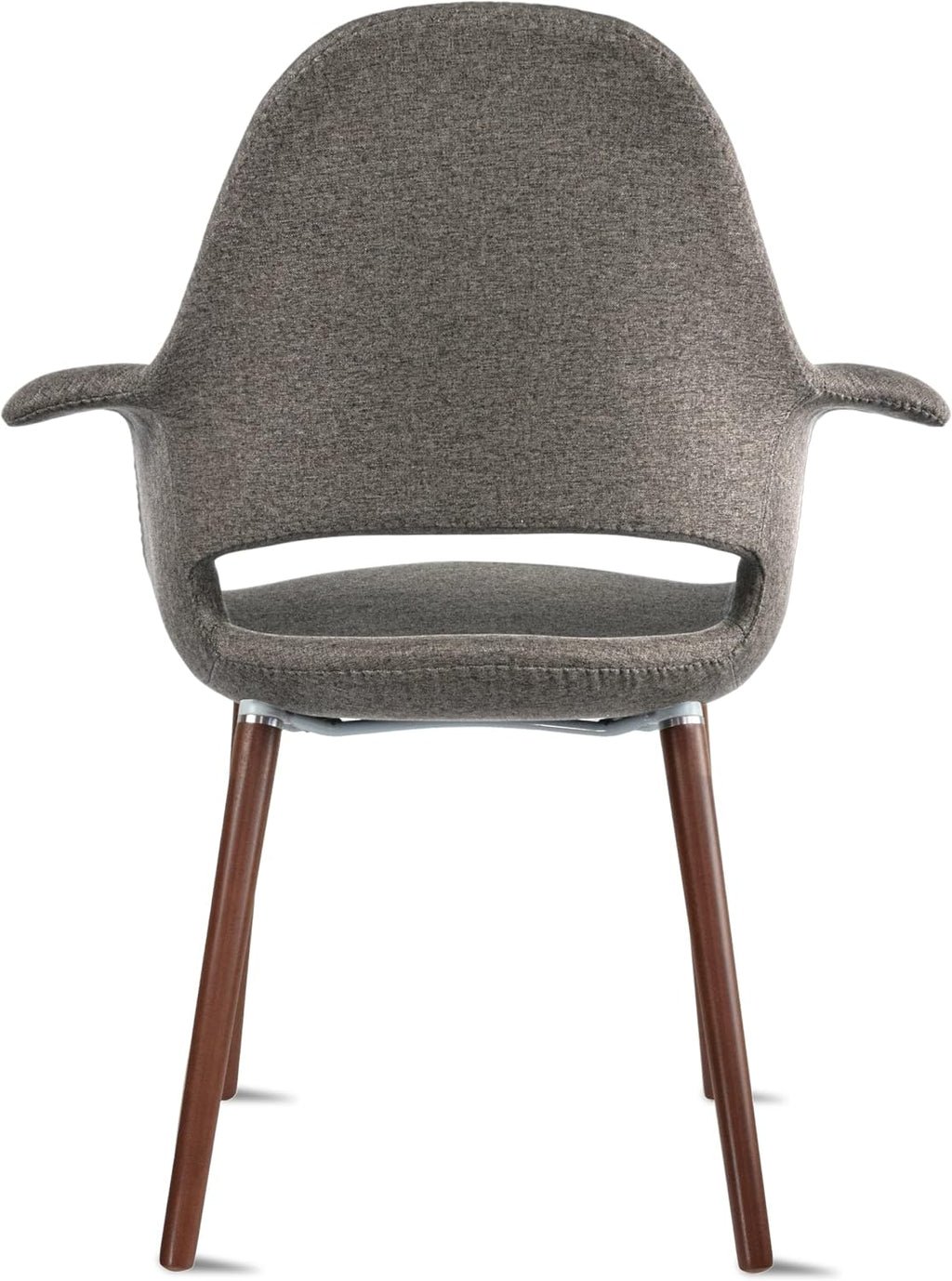 2xhome - Organic Upholstered Fabric Modern Armchair with Dark Walnut Brown Wooden Legs for Dining Room Office or Accent Chair (Tweed Taupe Gray), Single, Set of 1